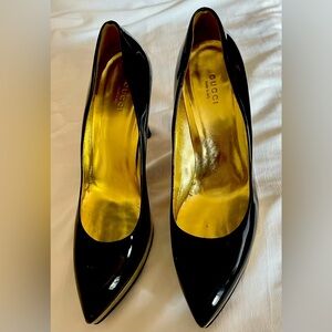 Black Patent Leather Gucci Pump Gently worn